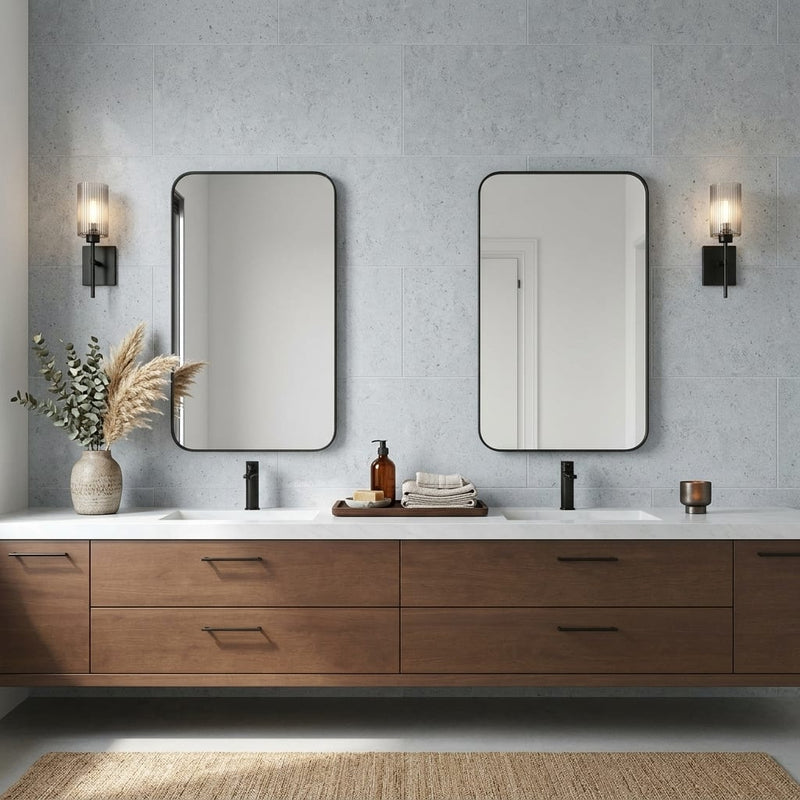 Gascogne Blue Tile - Natural Stone - Honed Finish - 18x36 Size — Bathroom vanity wall