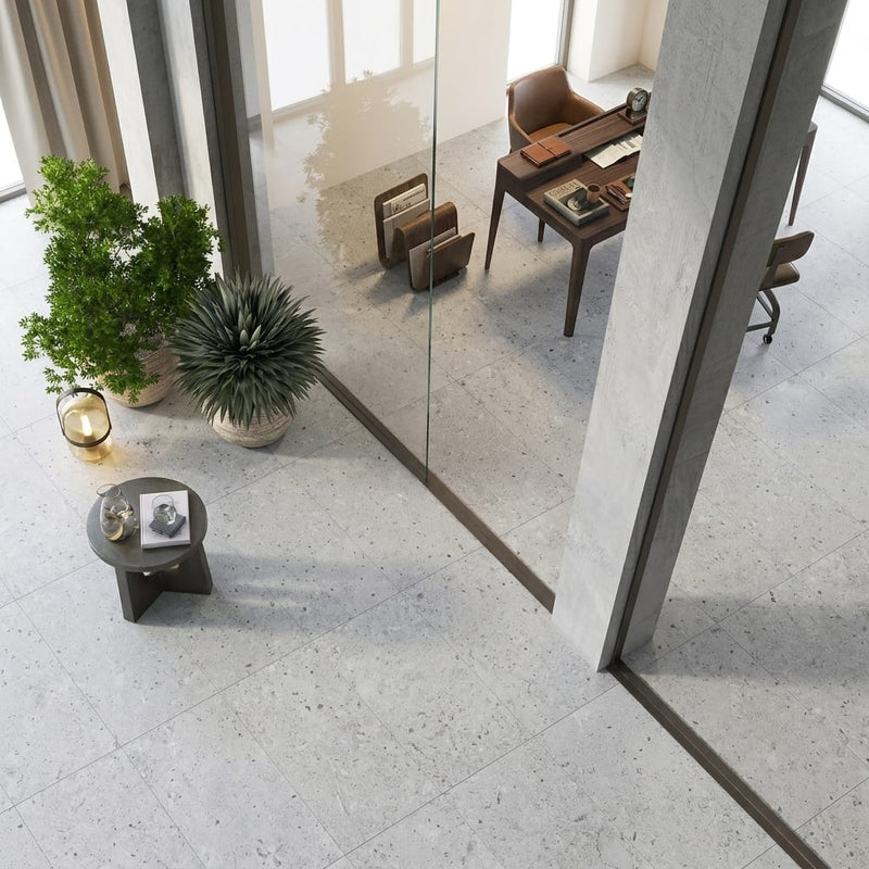 Gascogne Blue Tile - Natural Stone - Honed Finish - 18x36 Size — Living Room floor