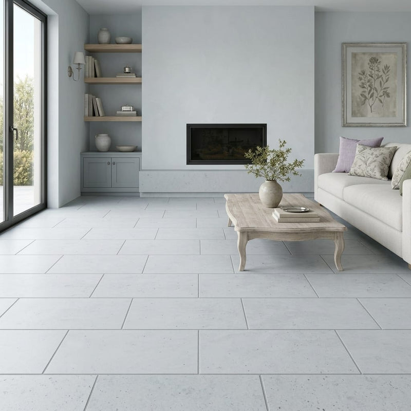 Gasgone Blue Limestone Tile 12x24 Honed — Living Room floor