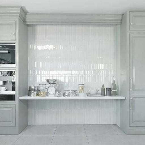 Gem Bianco Fluted 2x16 Porcelain Mosaic