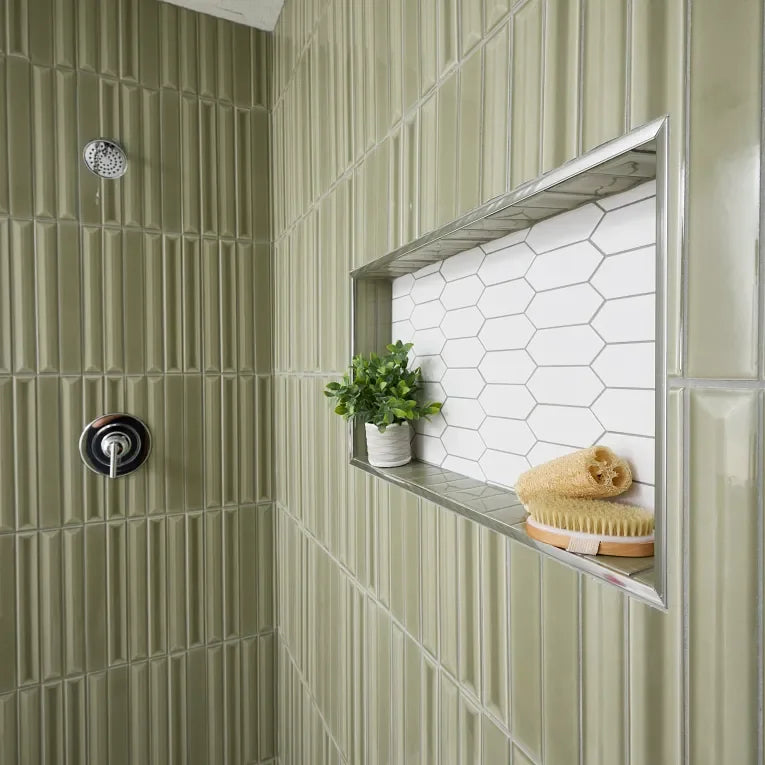 Gem Series Salvia Fluted 2x16 Mesh Porcelain Mosaic