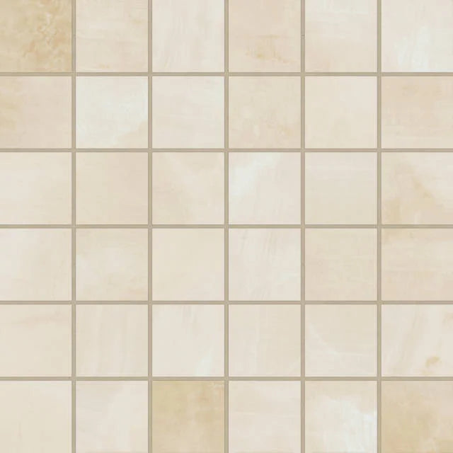 Gemma Beige Onyx 2x2 Honed on 12x12 Sheet Marble Mosaic
