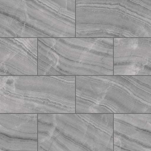Gemma Grey Onyx 24x12 Polished Ceramic Field Tile
