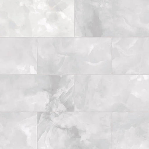 Gemma White Onyx 24x12 Polished Ceramic Field Tile