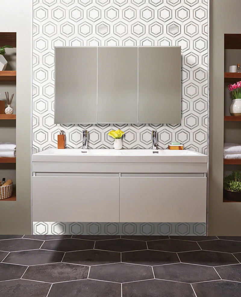 Georama Grigio Polished 0.38 Inch Marble Mosaic Tile