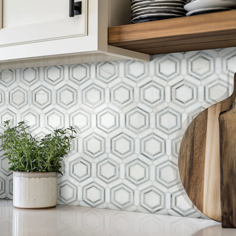 Georama Grigio Polished 0.38 Inch Marble Mosaic Tile