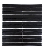 Gio Black 0.86x5.7 Glossy Glazed Stacked Linear Porcelain Tile