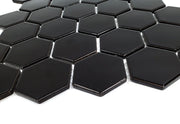 Gio Black 2x2 Hexagon Glossy Glazed Porcelain Mosaic