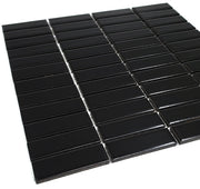 Gio Black 0.82x2.8 Stacked Linear Matte Glazed Porcelain Mosaic