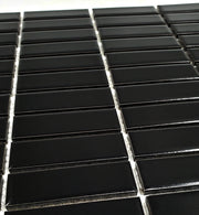 Gio Black 0.82x2.8 Stacked Linear Matte Glazed Porcelain Mosaic