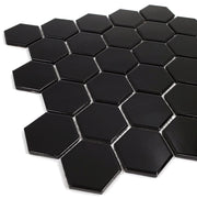 Gio Black 2x2 Hexagon Matte Glazed Porcelain Mosaic