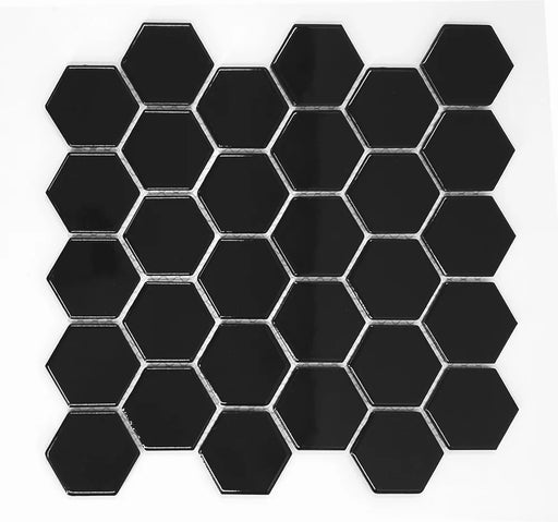 Gio Black 2x2 Hexagon Matte Glazed Porcelain Mosaic