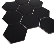 Gio Black Matte 4x4 Hexagon Glazed Porcelain Mosaic