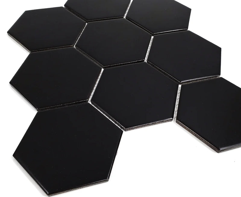 Gio Black Matte 4x4 Hexagon Glazed Porcelain Mosaic