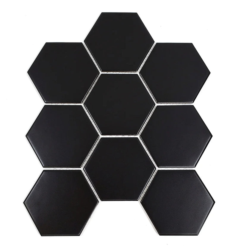 Gio Black Matte 4x4 Hexagon Glazed Porcelain Mosaic