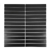 Gio Black Matte 0.86x5.7 Stacked Linear Glazed Porcelain Tile