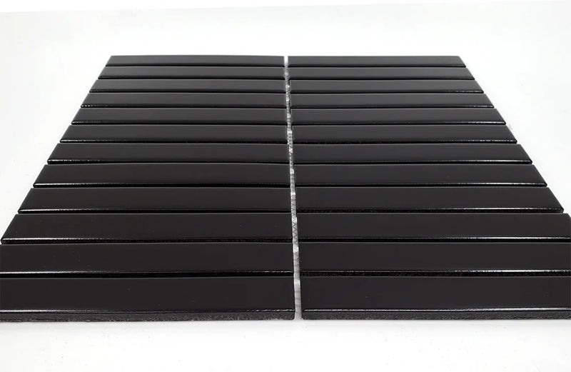 Gio Black Matte 0.86x5.7 Stacked Linear Glazed Porcelain Tile