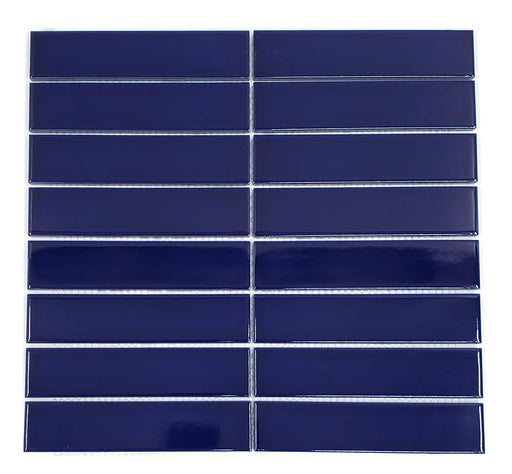Gio Cobalt 1.26x5.7 Glossy Glazed Stacked Linear Porcelain Tile