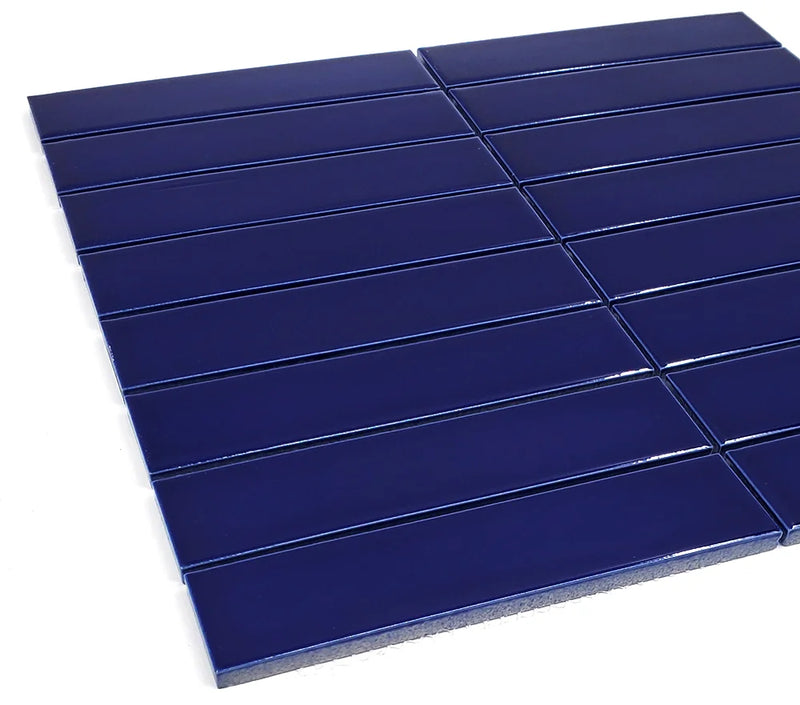 Gio Cobalt 1.26x5.7 Glossy Glazed Stacked Linear Porcelain Tile