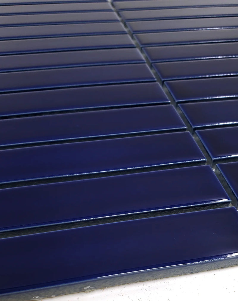 Gio Cobalt Glossy 0.86x5.7 Stacked Linear Glazed Porcelain Tile