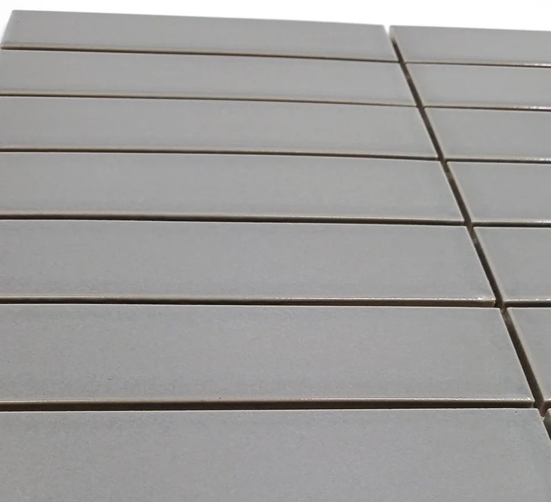 Gio Grey 1.26x5.7 Glossy Glazed Stacked Linear Porcelain Tile