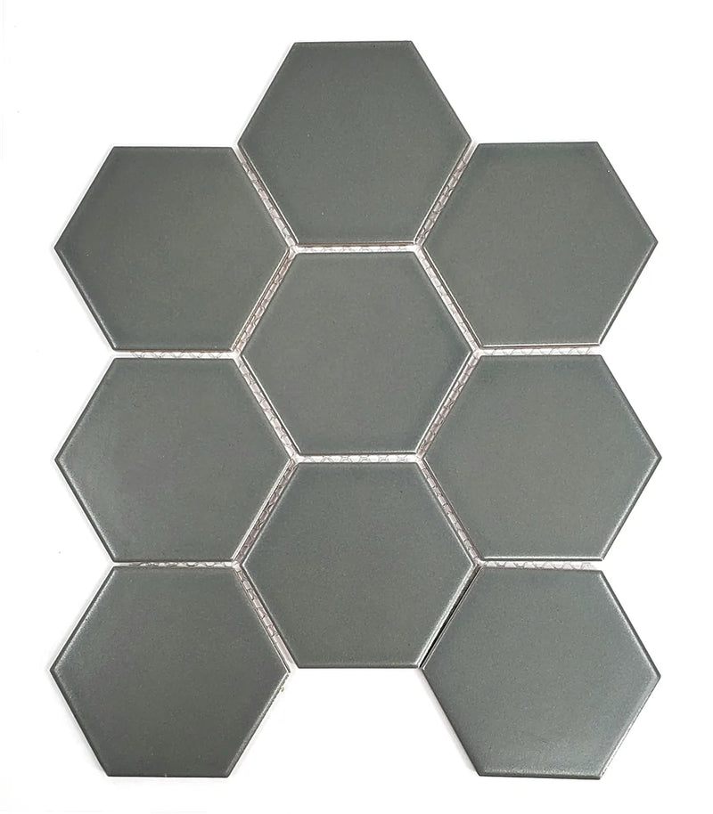 Gio Grey 4x4 Hexagon Matte Glazed Porcelain Mosaic