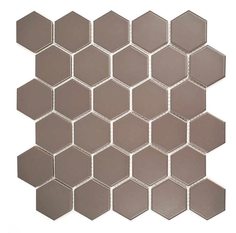 Gio Taupe 2x2 Hexagon Matte Glazed Porcelain Mosaic