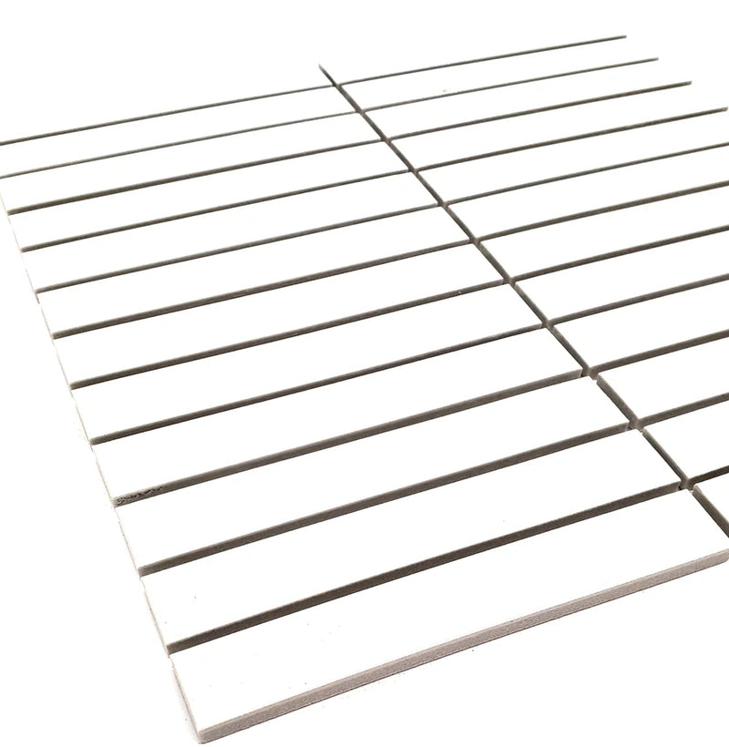 Gio White 0.86x5.7 Glossy Glazed Stacked Linear Porcelain Tile