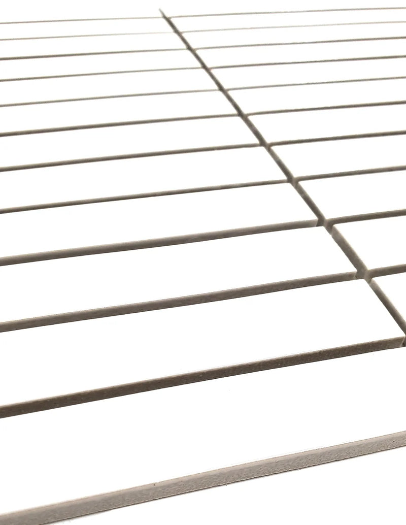 Gio White 0.86x5.7 Glossy Glazed Stacked Linear Porcelain Tile