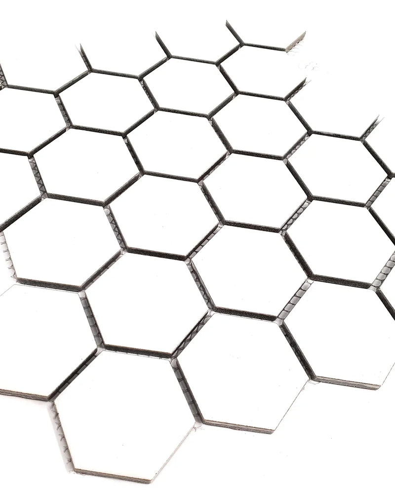 Gio White 2x2 Hexagon Glossy Glazed Porcelain Mosaic