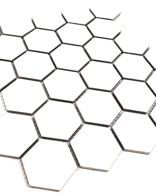 Gio White 2x2 Hexagon Glossy Glazed Porcelain Mosaic