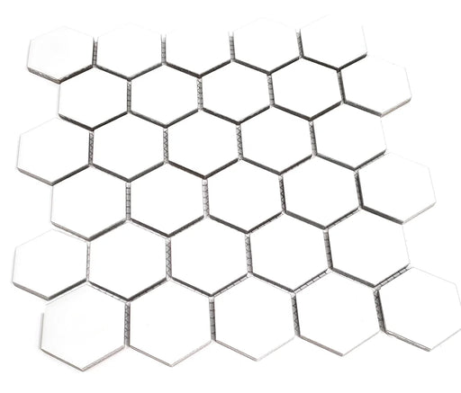 Gio White 2x2 Hexagon Glossy Glazed Porcelain Mosaic