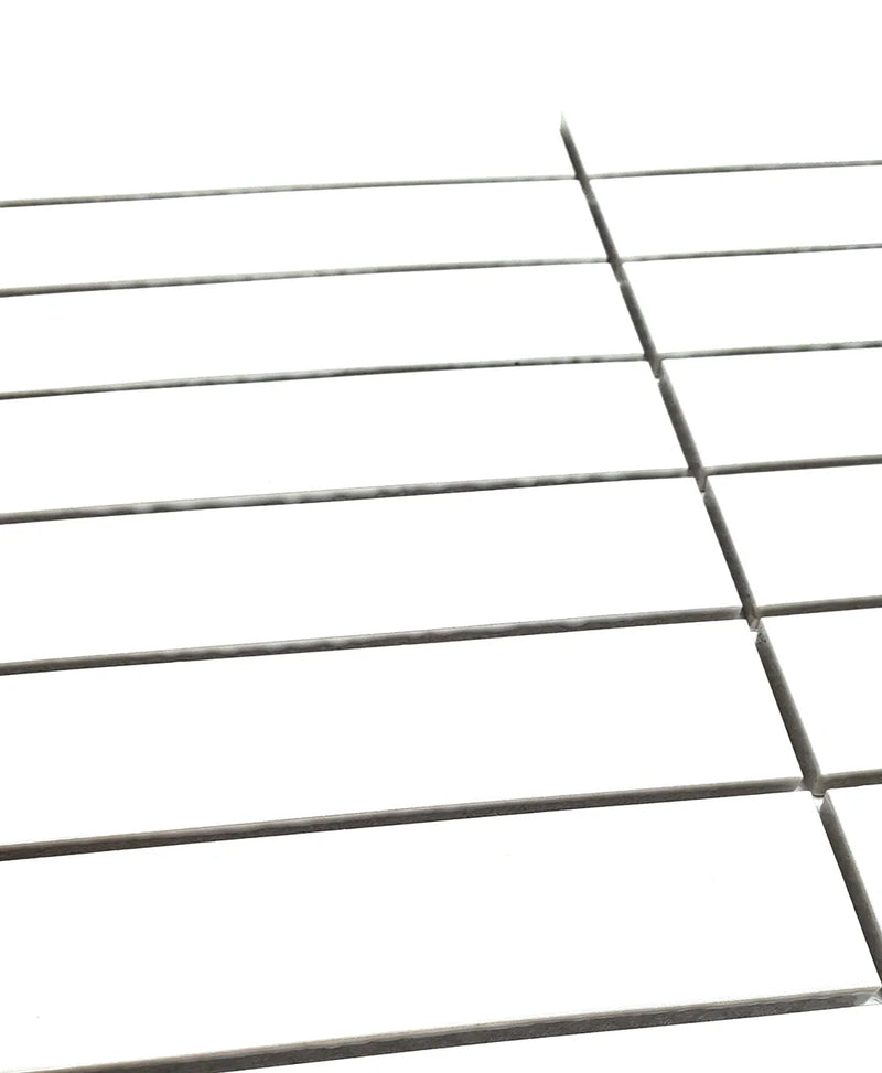 Gio White Glossy 1.26x5.7 Stacked Linear Porcelain Tile