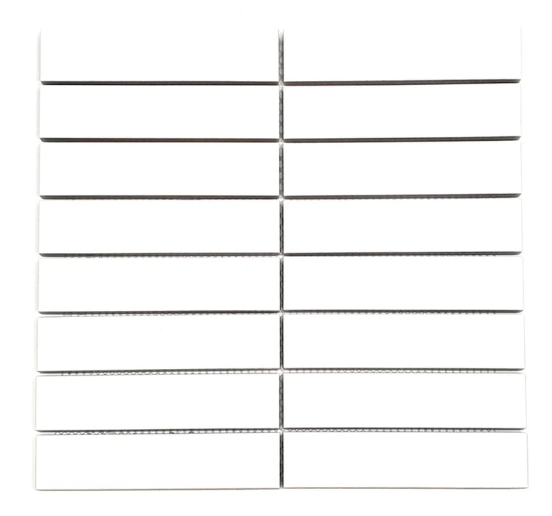 Gio White 1.26x5.7 Matte Glazed Stacked Linear Porcelain Tile