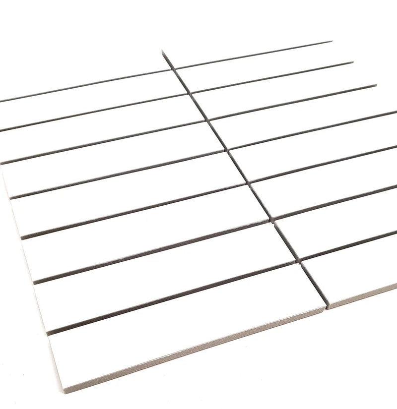 Gio White 1.26x5.7 Matte Glazed Stacked Linear Porcelain Tile