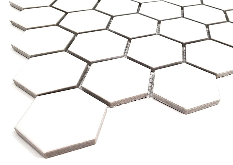 Gio White 2x2 Hexagon Matte Glazed Porcelain Mosaic