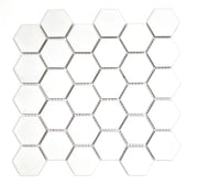 Gio White 2x2 Hexagon Matte Glazed Porcelain Mosaic