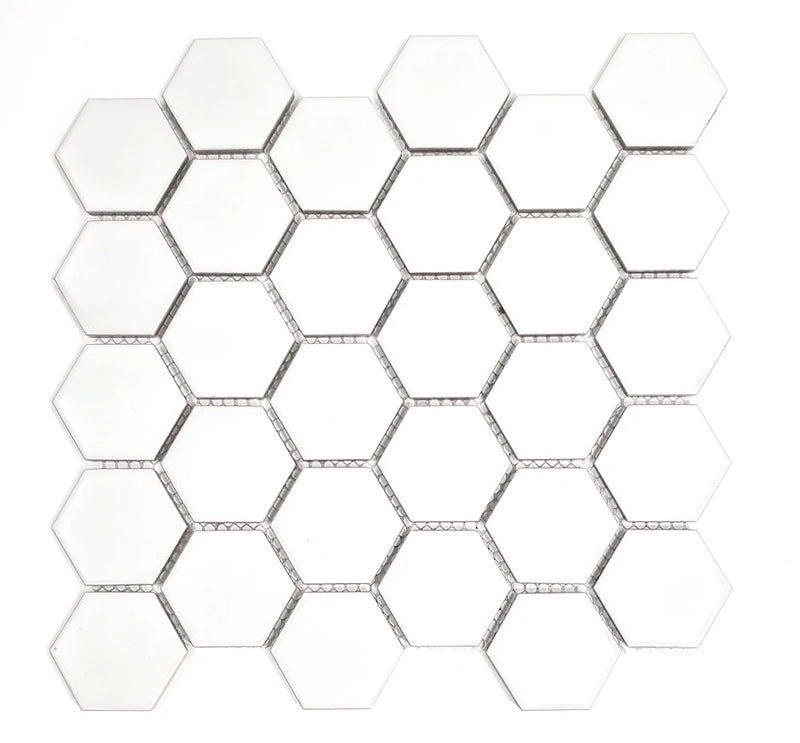 Gio White 2x2 Hexagon Matte Glazed Porcelain Mosaic