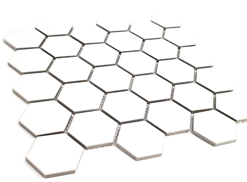 Gio White 2x2 Hexagon Matte Glazed Porcelain Mosaic