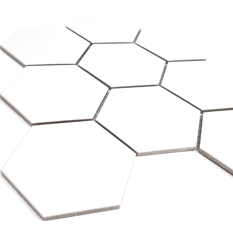 Gio White 4x4 Hexagon Matte Glazed Porcelain Mosaic