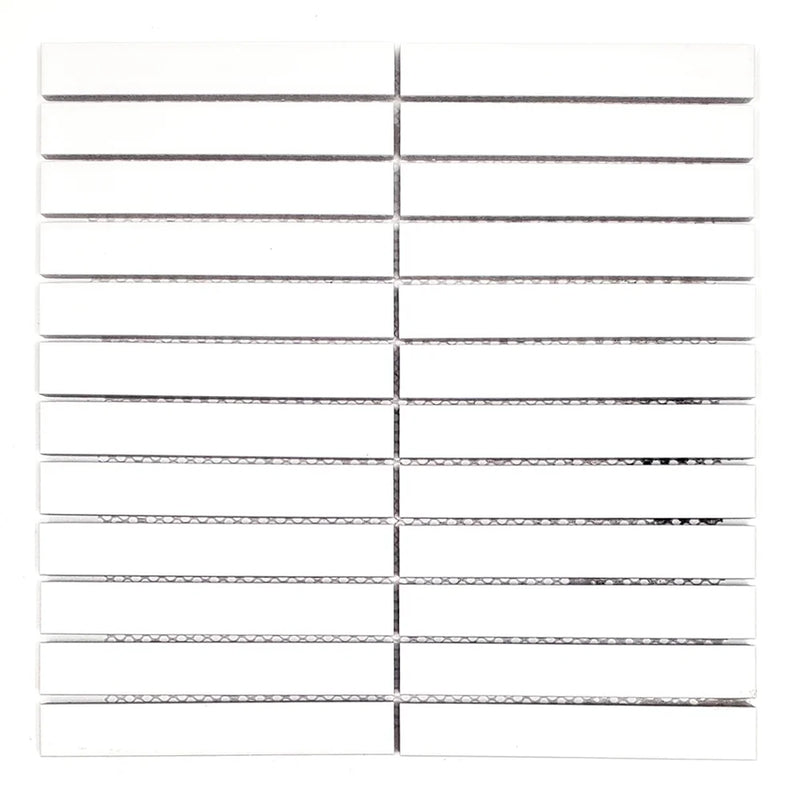 Gio White Matte 0.86x5.7 Stacked Linear Glazed Porcelain Tile