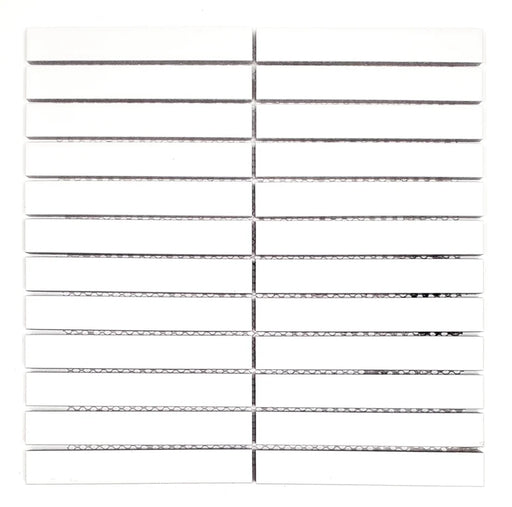 Gio White Matte 0.86x5.7 Stacked Linear Glazed Porcelain Tile