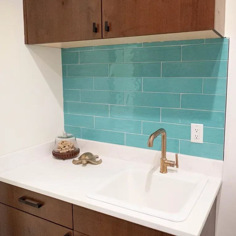 Gioia Turquoise 3/8x8 Pencil Bullnose Ceramic/Porcelain Trim
