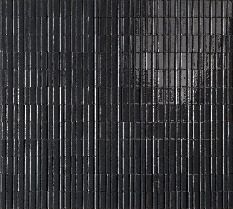 Glace Struttura Raye Deco Blu Notte 3x8 Glossy Ceramic Tile