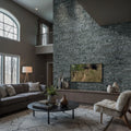 Glacial Black 6x24 Panel Splitface Marble Ledger Stone