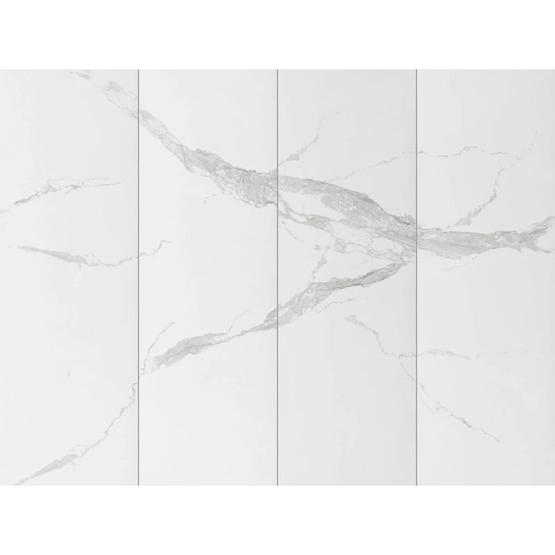 Glacier Statuary 32x96 Polished Set Large Format Porcelain Tile