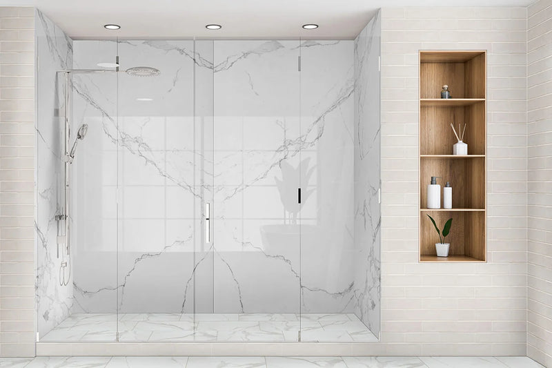 Glacier Statuary 32x96 Polished Set Large Format Porcelain Tile