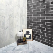 Glam Black 2-1/4x9-1-2 Glossy Ceramic/Porcelain Wall Tile