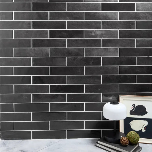Glam Black 2-1/4x9-1-2 Glossy Ceramic/Porcelain Wall Tile