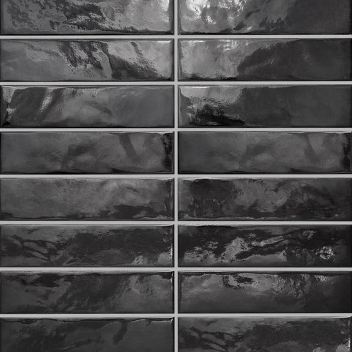 Glam Black 2-1/4x9-1-2 Glossy Ceramic/Porcelain Wall Tile